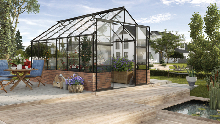 Växthus Cassandra 9900 Svart Glas Crest 9,9 m² Vitavia